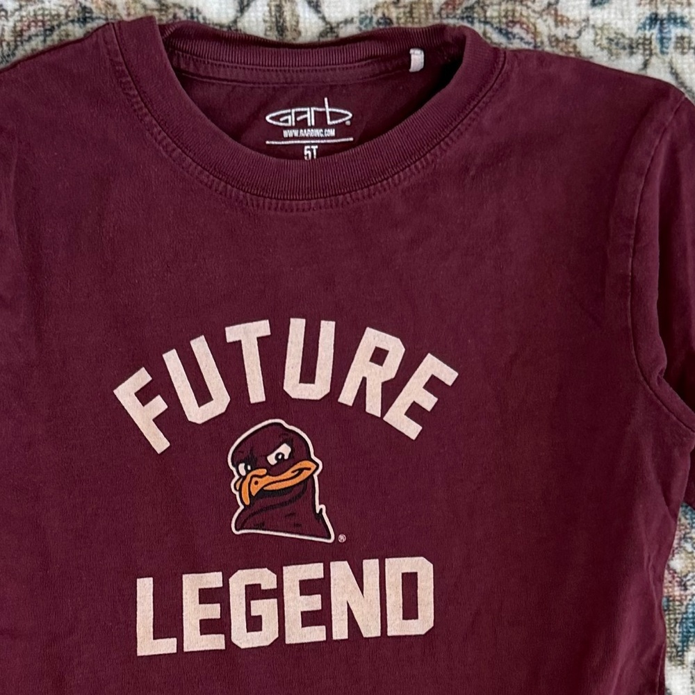 Y2K Virginia Tech Toddler T-Shirt 5T Future Legend Kids Graphic Tee - Burgundy - Picture 2 of 10